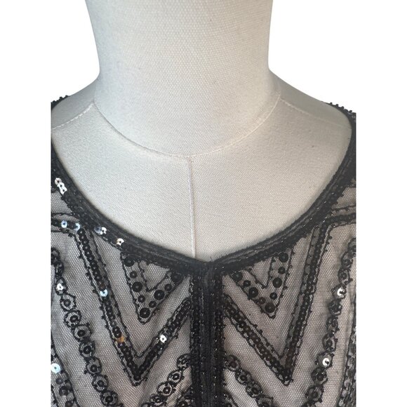 Vintage Black Sequin Sheer Capelet Shrug Bolero - Picture 7 of 14